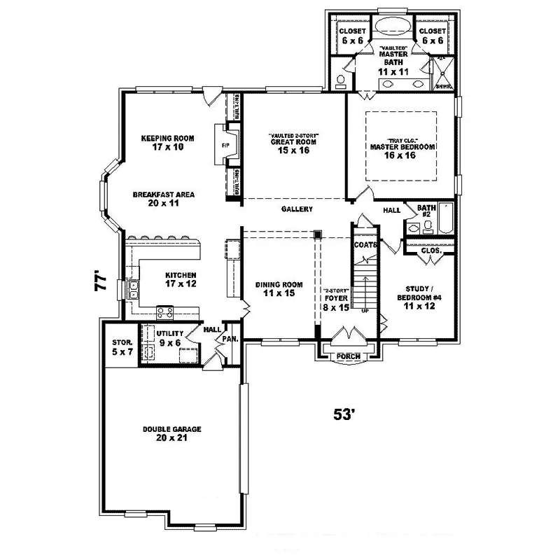 Traditional House Plan First Floor - Irvine Traditional Home 087D-1629 - Search House Plans and More
