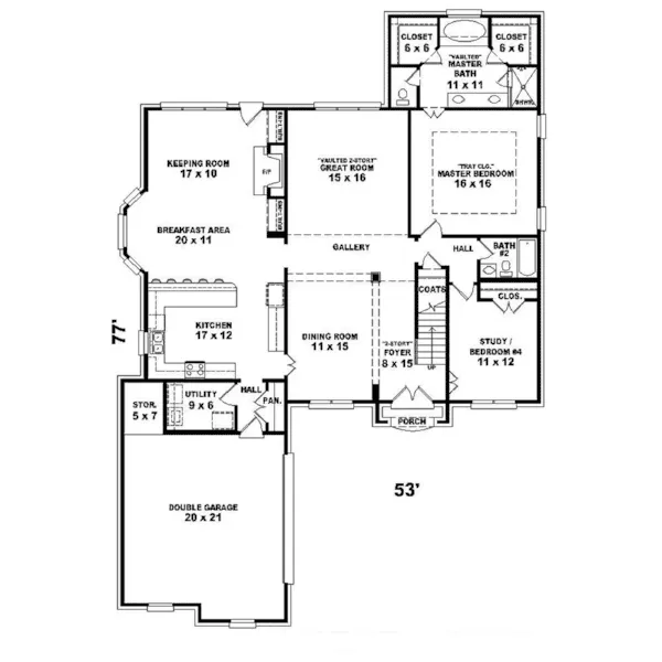 Southern House Plan First Floor - Irvine Traditional Home 087D-1629 - Search House Plans and More