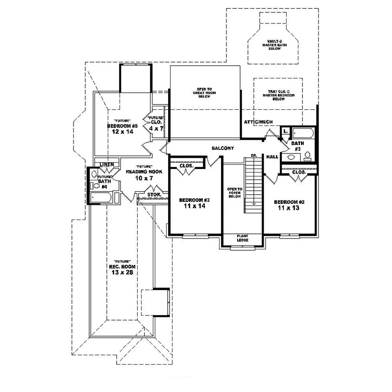 Colonial House Plan Second Floor - Irvine Traditional Home 087D-1629 - Search House Plans and More