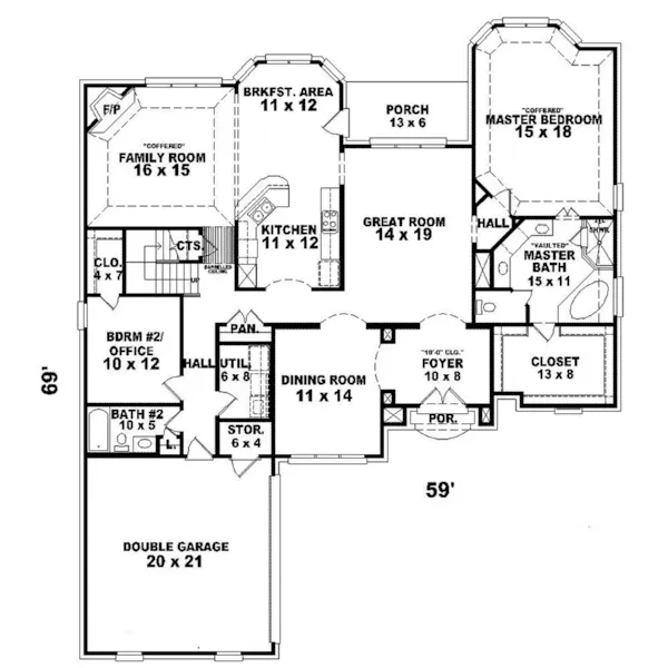 European House Plan First Floor - Rue de la Salle European Home 087D-1633 - Shop House Plans and More