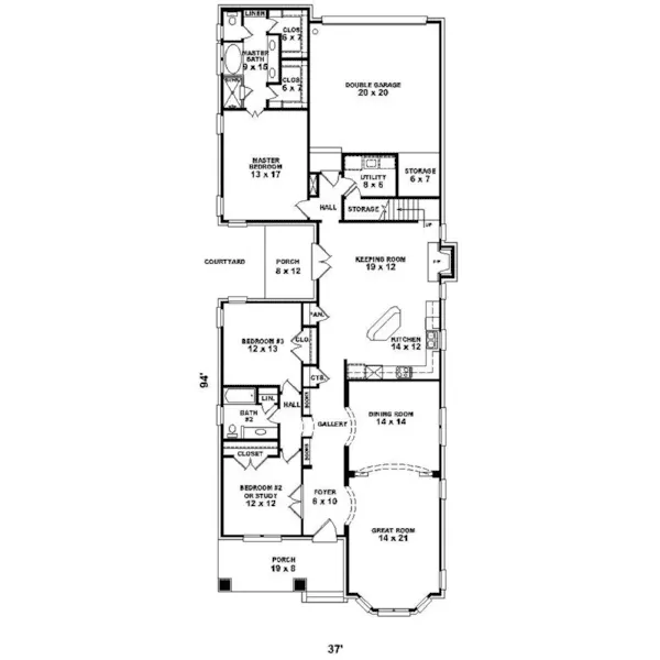 Traditional House Plan First Floor - Valley Meadow Craftsman Home 087D-1634 - Shop House Plans and More