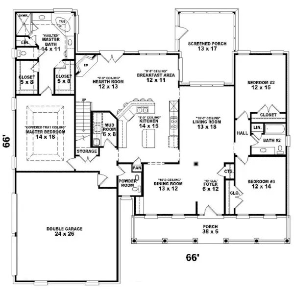 Southern House Plan First Floor - Johann Colonial Home 087D-1651 - Search House Plans and More