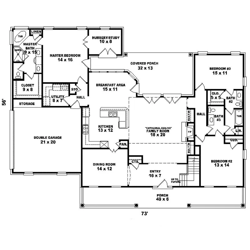 Southern House Plan First Floor - Greenshire Cape Cod Home 087D-1652 - Search House Plans and More