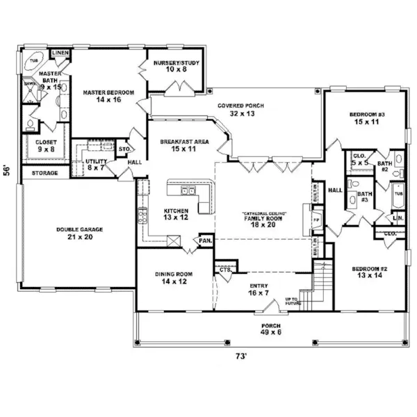 Ranch House Plan First Floor - Greenshire Cape Cod Home 087D-1652 - Search House Plans and More