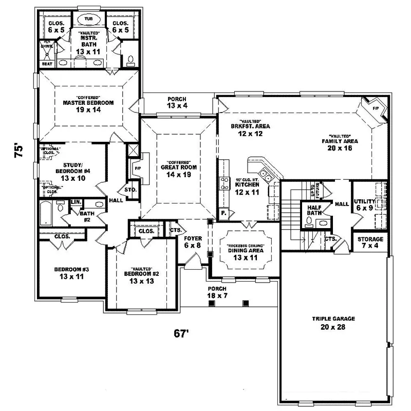 Traditional House Plan First Floor - Saxon Road Country Home 087D-1662 - Shop House Plans and More