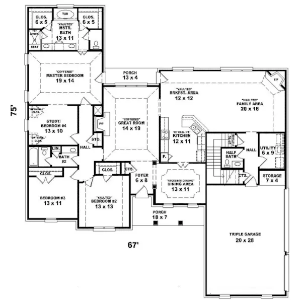 Country House Plan First Floor - Saxon Road Country Home 087D-1662 - Shop House Plans and More