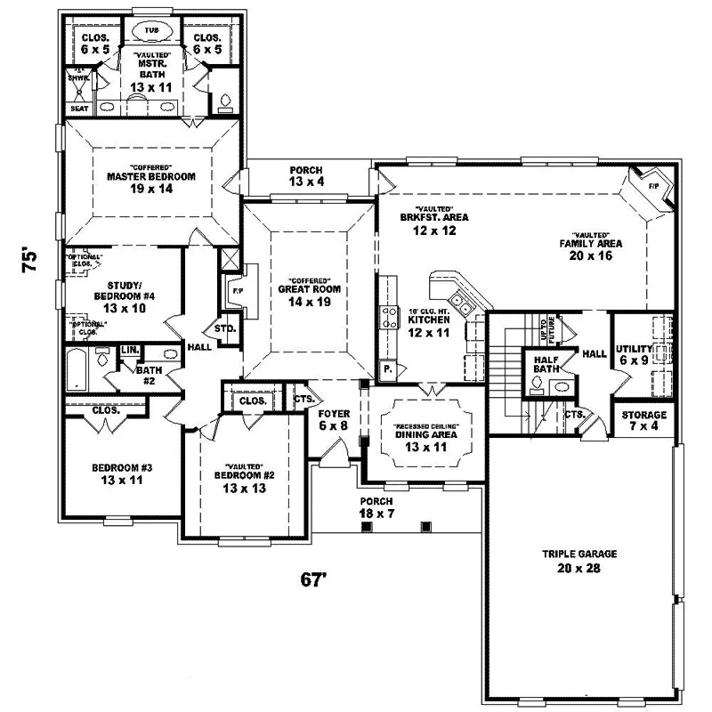 Southern House Plan First Floor - Fayette Southern Country Home 087D-1663 - Search House Plans and More