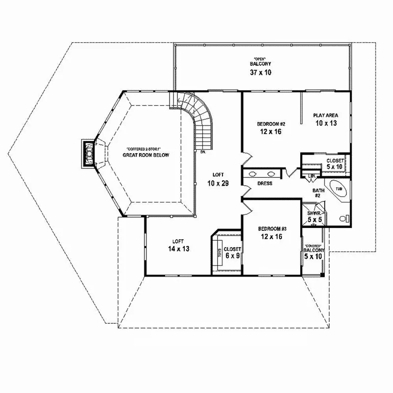 Cabin & Cottage House Plan Second Floor - Pinehurst Hill Lake Home 087D-1669 - Shop House Plans and More