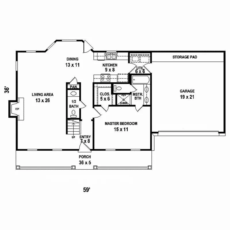 Southern House Plan First Floor - Florence Hill Acadian Home 087D-1671 - Search House Plans and More