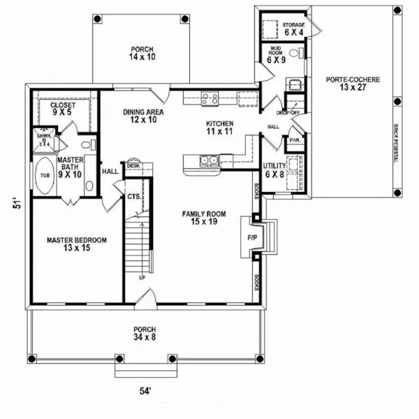 Bungalow House Plan First Floor - Grayson Place Country Home 087D-1672 - Search House Plans and More