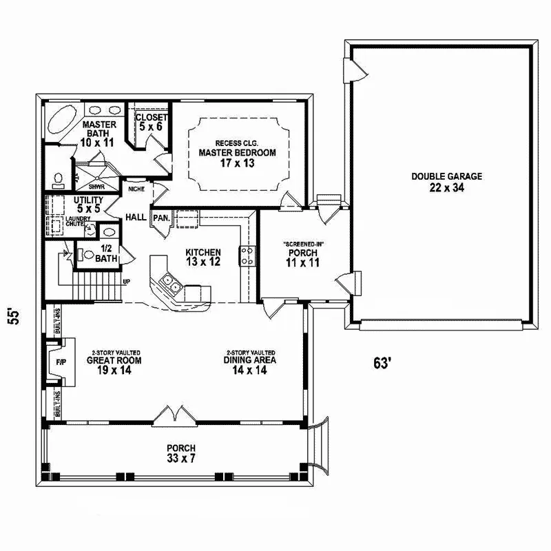 Bungalow House Plan First Floor - Honey Ridge Bungalow Home 087D-1673 - Search House Plans and More
