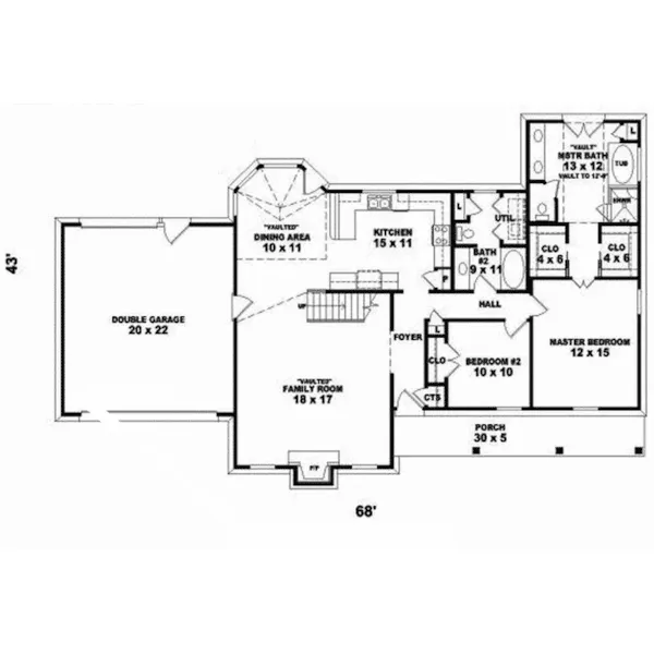 Farmhouse Plan First Floor - Glen Cove Rustic Ranch Home 087D-1676 - Search House Plans and More