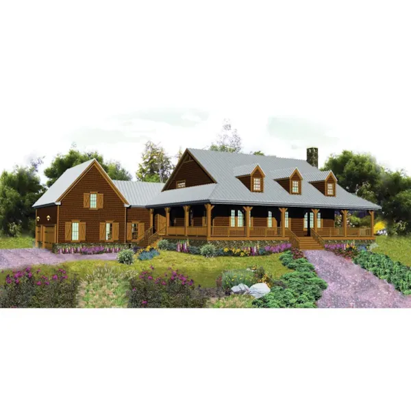 Farmhouse Plan Front of Home - Daytor Rustic Lake Home 087D-1679 - Search House Plans and More