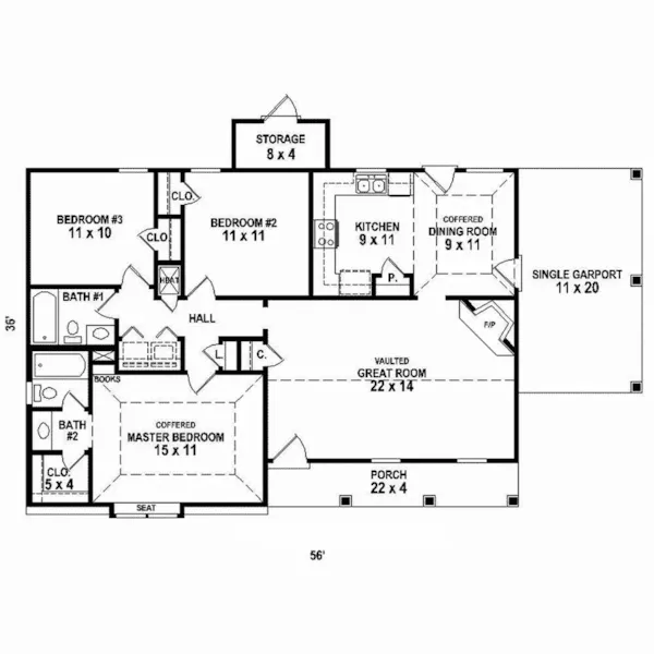 Traditional House Plan First Floor - Delshire Traditional Ranch Home 087D-1680 - Search House Plans and More