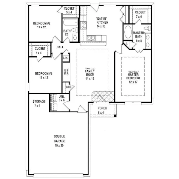 Ranch House Plan First Floor - 087D-1687 - Shop House Plans and More