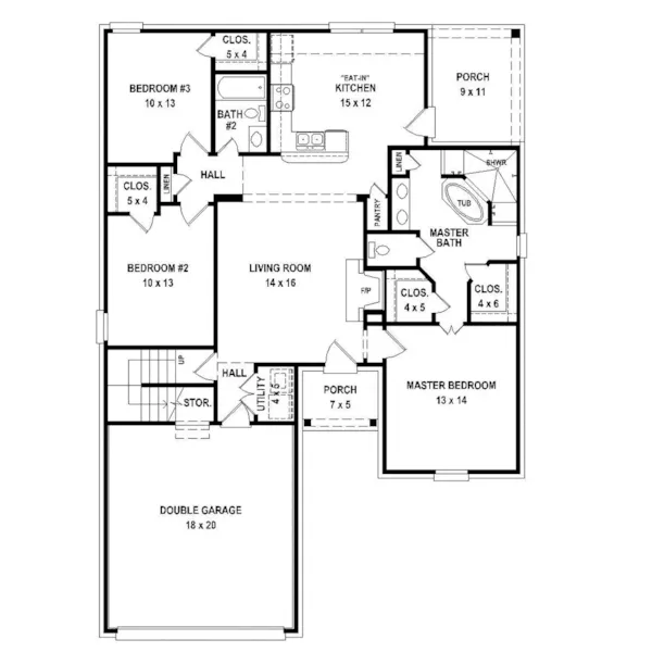 Arts & Crafts House Plan First Floor - 087D-1690 - Shop House Plans and More