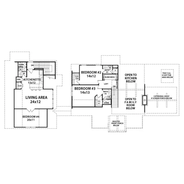 Craftsman House Plan Second Floor - Mahogany Bay Rustic Home 087D-1691 - Shop House Plans and More