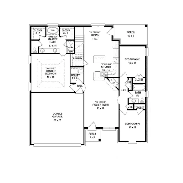 Arts & Crafts House Plan First Floor - 087D-1692 - Shop House Plans and More