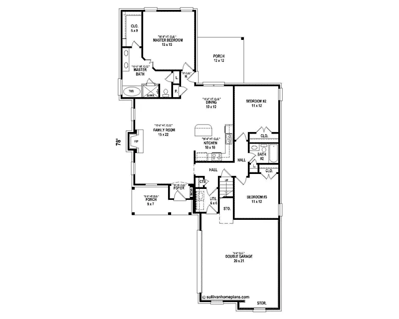 Ranch House Plan First Floor - 087D-1694 - Shop House Plans and More