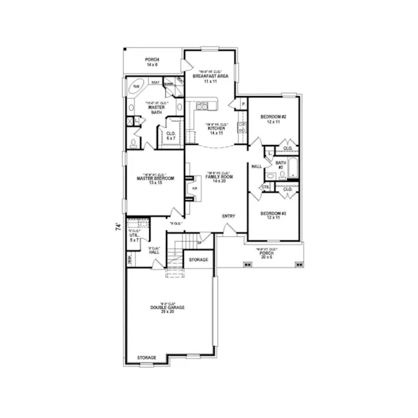 Ranch House Plan First Floor - 087D-1698 - Shop House Plans and More