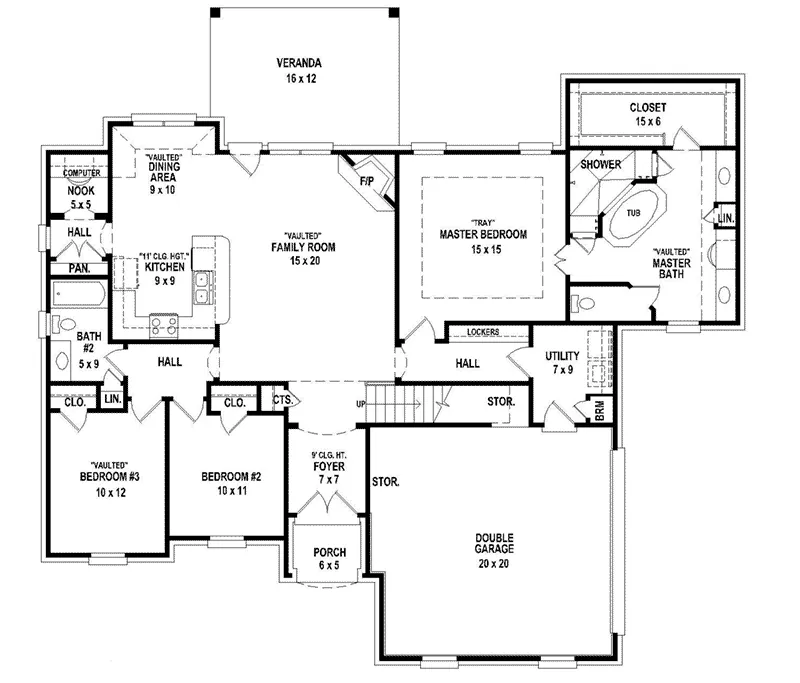 Ranch House Plan First Floor - 087D-1702 - Shop House Plans and More