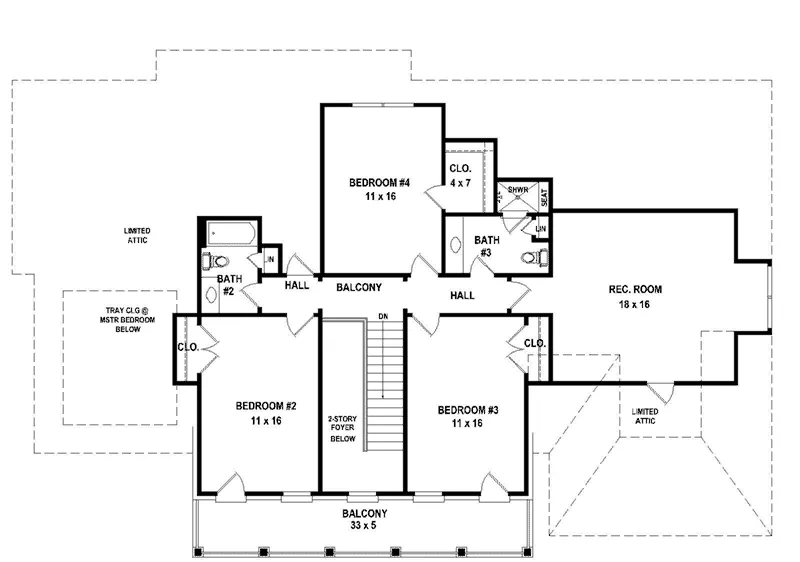 Georgian House Plan Second Floor - 087D-1705 - Shop House Plans and More