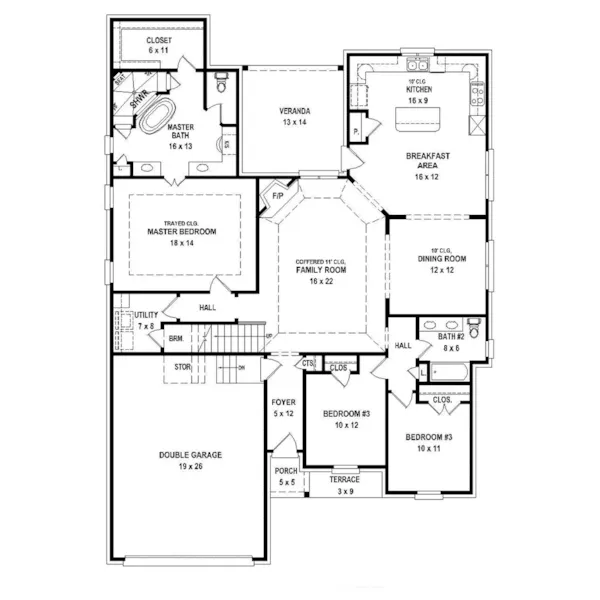 Rustic House Plan First Floor - 087D-1709 - Shop House Plans and More