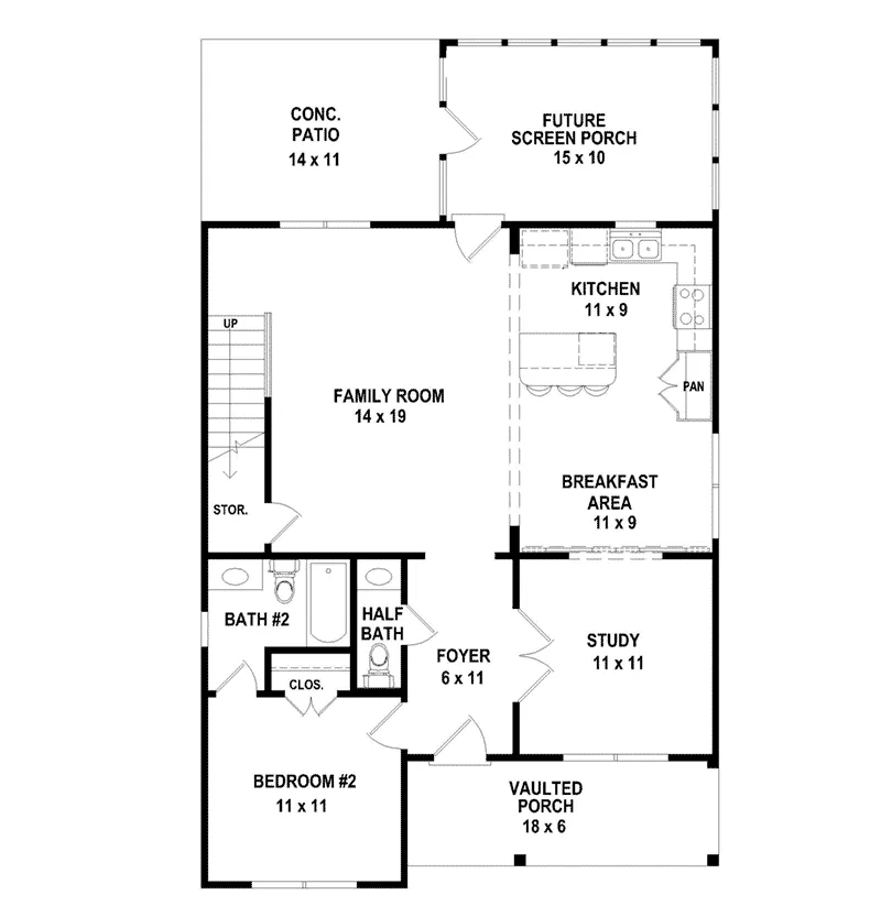 Saltbox House Plan First Floor - 087D-1727 - Shop House Plans and More