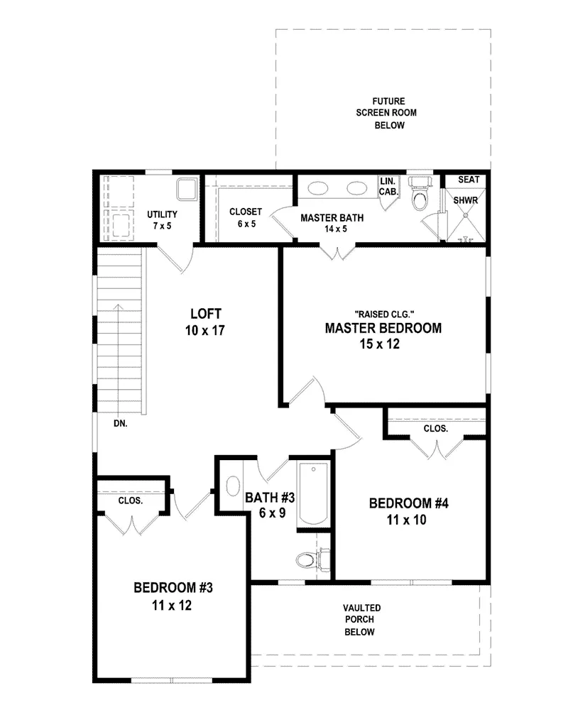 Traditional House Plan Second Floor - 087D-1727 - Shop House Plans and More