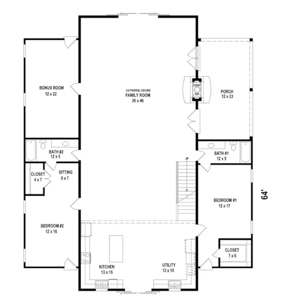 Rustic House Plan First Floor - 087D-1774 - Shop House Plans and More