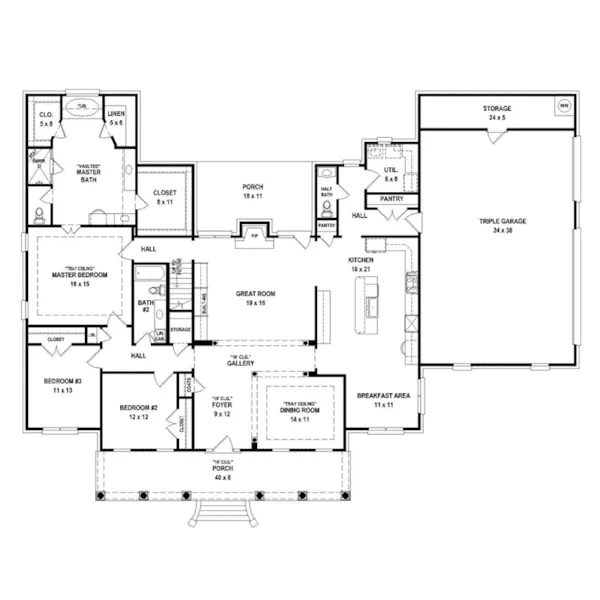 Colonial House Plan First Floor - 087D-1777 - Shop House Plans and More