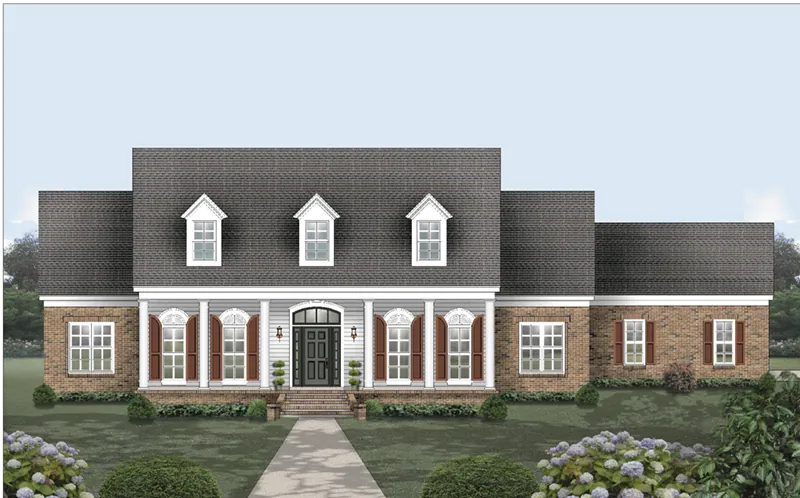 Early American House Plan Front of Home - 087D-1777 - Shop House Plans and More