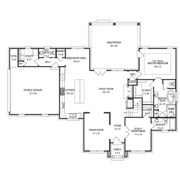 Country French House Plan First Floor - 087D-1809 | House Plans and More