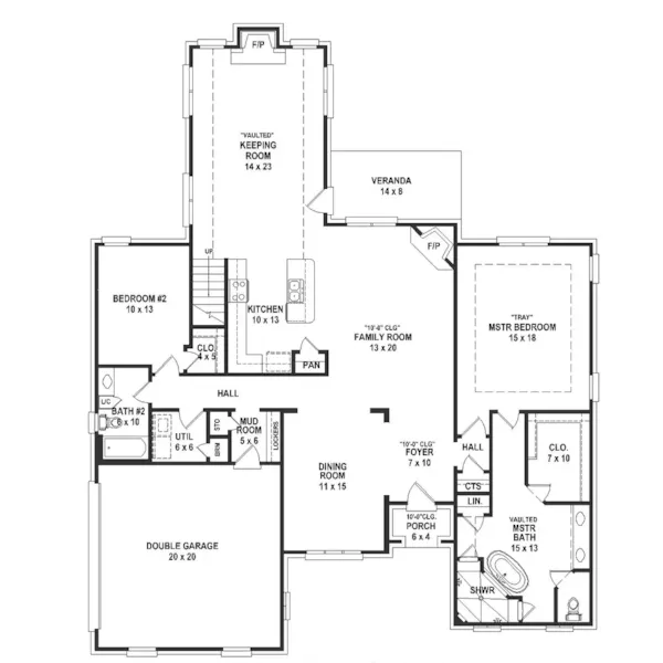 Traditional House Plan First Floor - 087D-1828 | House Plans and More