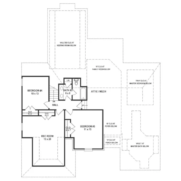 Traditional House Plan Second Floor - 087D-1828 | House Plans and More