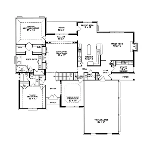 Country House Plan First Floor - Cedarhurst Luxury Home 087S-0004 - Search House Plans and More