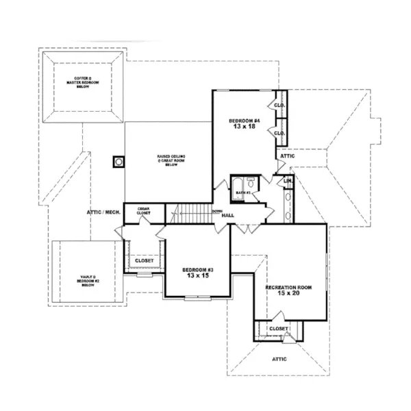 Southern House Plan Second Floor - Friesland Luxury Brick Home 087S-0005 - Search House Plans and More