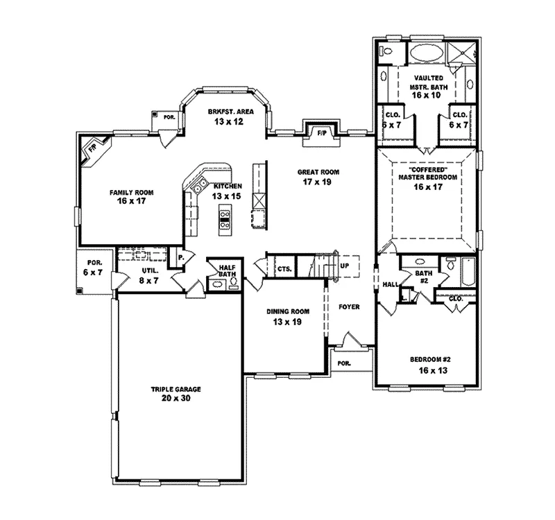 Colonial House Plan First Floor - Francis Park Cape Cod Style Home 087S-0013 - Search House Plans and More