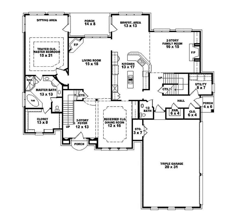 Country House Plan First Floor - Fareham Luxury Home 087S-0015 - Search House Plans and More