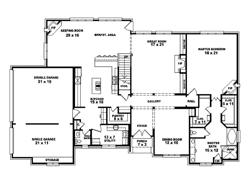 European House Plan First Floor - Lyndon Manor European Home 087S-0016 - Shop House Plans and More