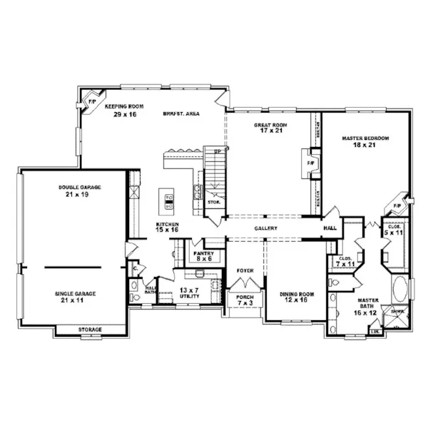 Country House Plan First Floor - Lyndon Manor European Home 087S-0016 - Shop House Plans and More