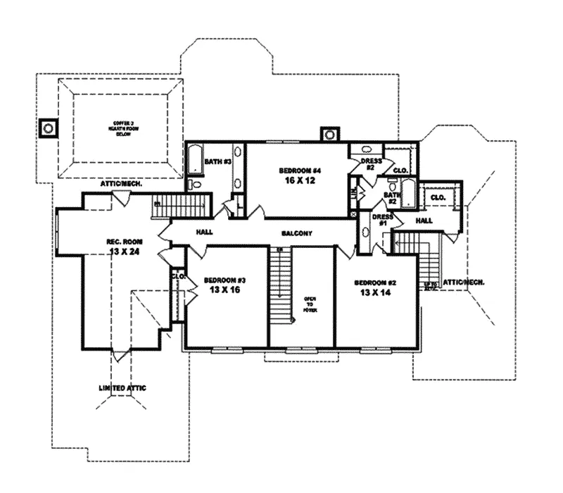 Traditional House Plan Second Floor - Waterman Georgian Home 087S-0017 - Shop House Plans and More