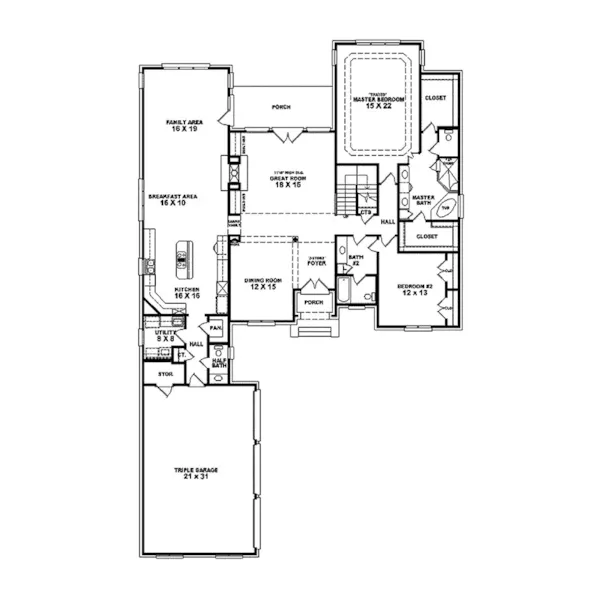 Traditional House Plan First Floor - Salamanca Manor Luxury Home 087S-0020 - Shop House Plans and More