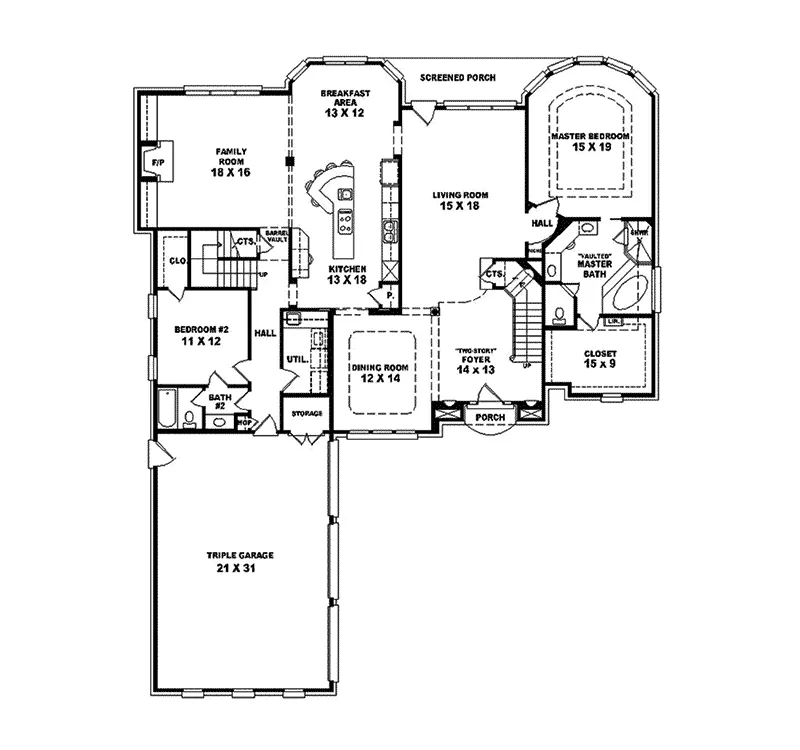 Country House Plan First Floor - Belgrade Pond Luxury Home 087S-0021 - Search House Plans and More