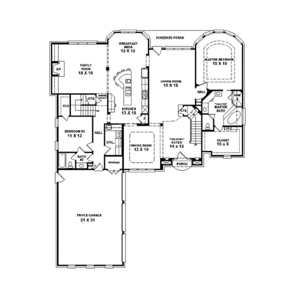 Luxury House Plan First Floor - Belgrade Pond Luxury Home 087S-0021 - Search House Plans and More