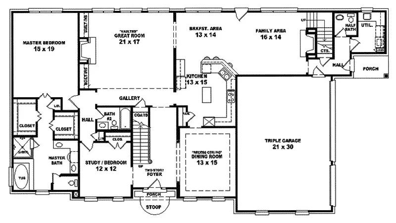 Luxury House Plan First Floor - Cosgrove Traditional Home 087S-0025 - Search House Plans and More