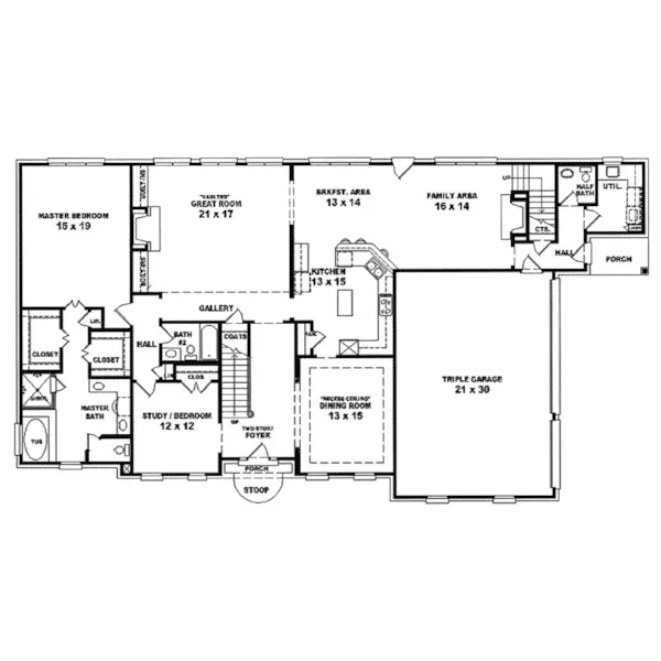 Traditional House Plan First Floor - Cosgrove Traditional Home 087S-0025 - Search House Plans and More