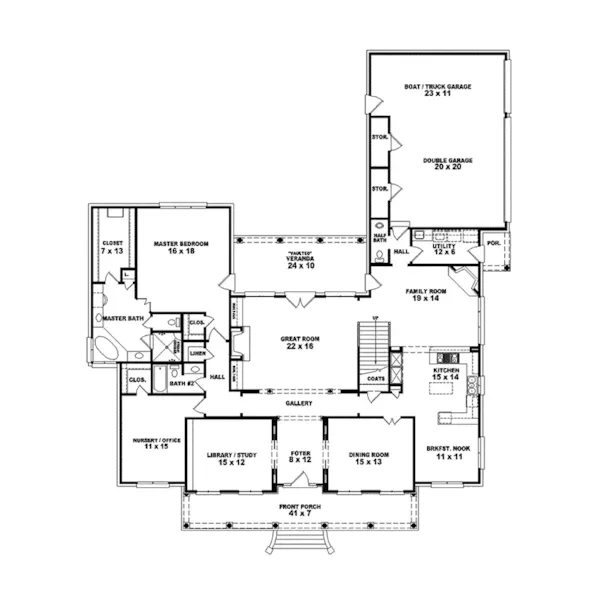 Country House Plan First Floor - Melshire Plantation Home 087S-0026 - Shop House Plans and More