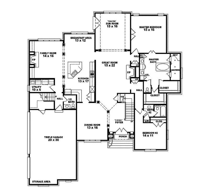 Luxury House Plan First Floor - Liliana Traditional Home 087S-0033 - Shop House Plans and More