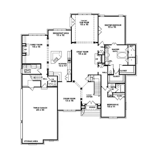 Traditional House Plan First Floor - Liliana Traditional Home 087S-0033 - Shop House Plans and More